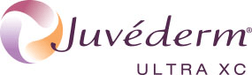 Juvederm ultra xc logo in dark purple